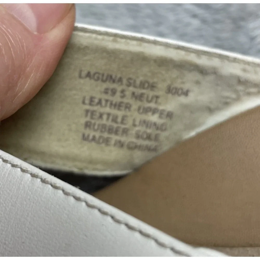 Abeo Womens Laguna‎ Leather Sandals Size 9.5 Cream Easy On Off Criss Cross Flats